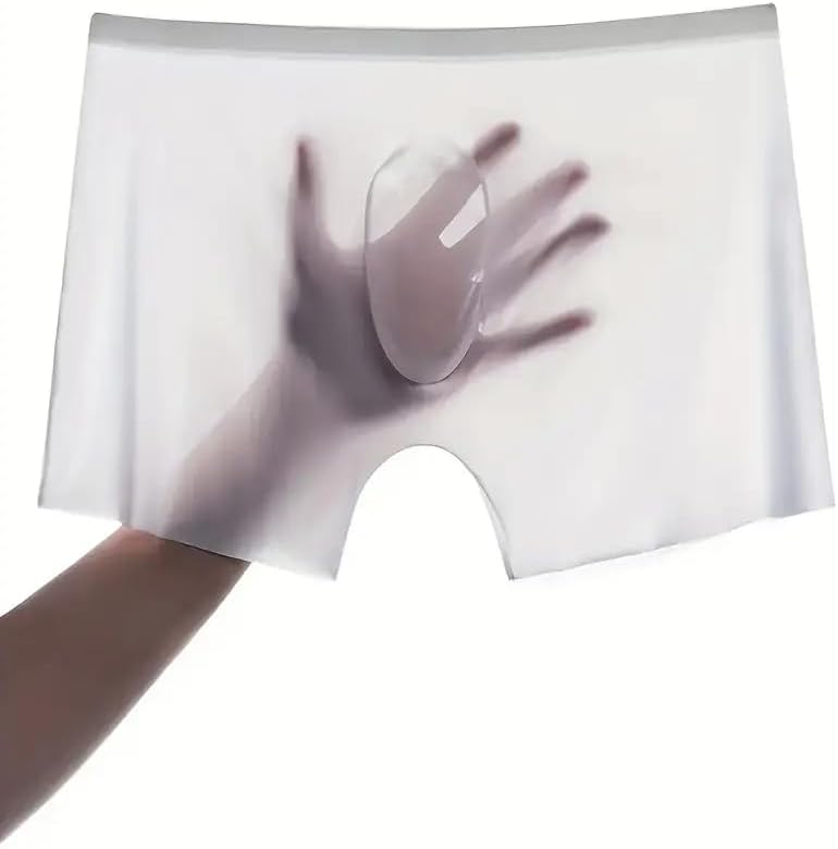 Men's Traceless Brief Boxers Ice Silk undewearsexy See-Through Transparent Briefs