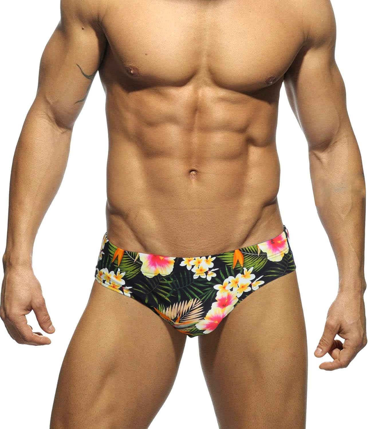 Men's Ployester Swimsuit Bikini Briefs with Adjustable Drawstring