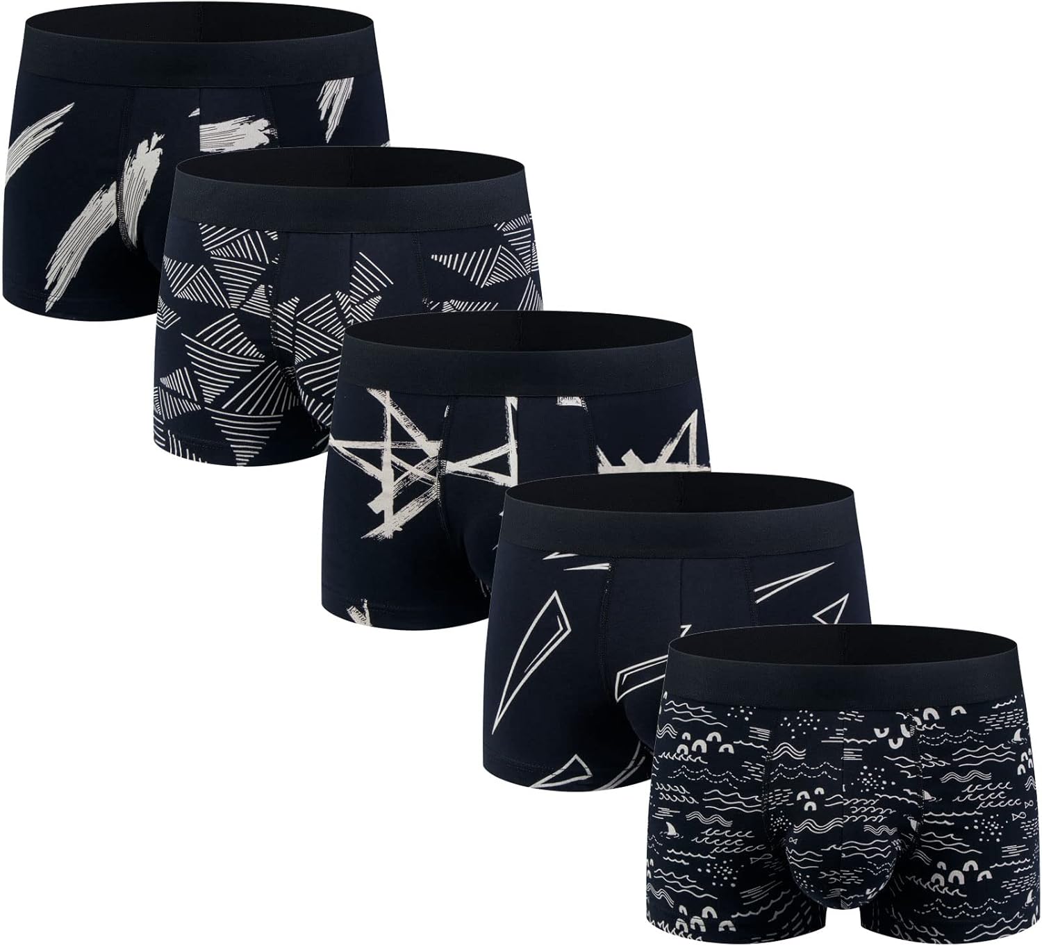Men's Underwear Boxer Briefs Cotton Huge Pouch Trunks Short Leg Underwear 5 Pack