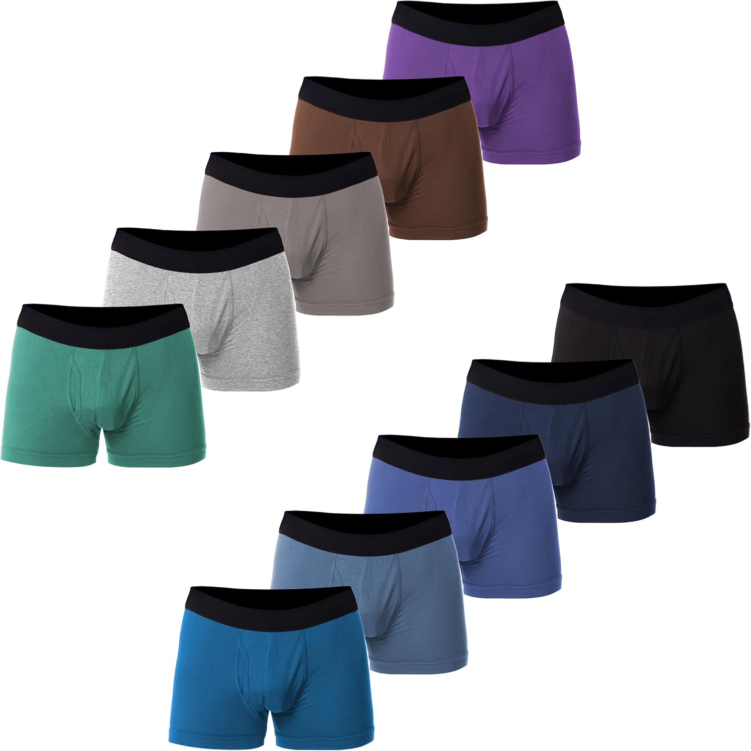 Men's Cotton - Stretch Boxer Briefs | Sport Trunks | Multi Colors | Pack of 10